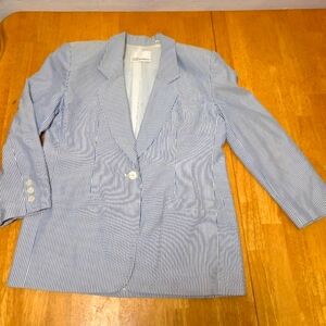 Dana Buchman Blue and White Striped Blazer